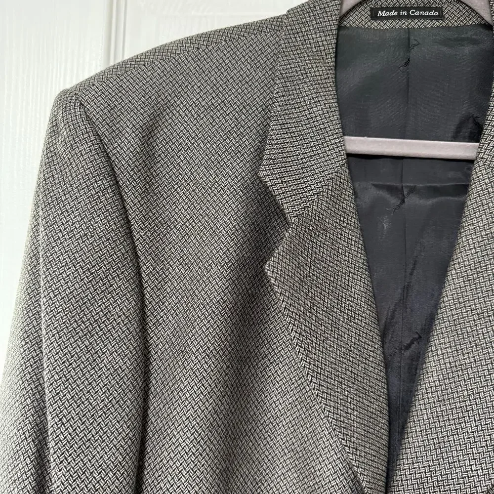 Yves Saint Laurent Men's Chevron 100%Wool Sportscoat Blazer Jacket Size 43R
